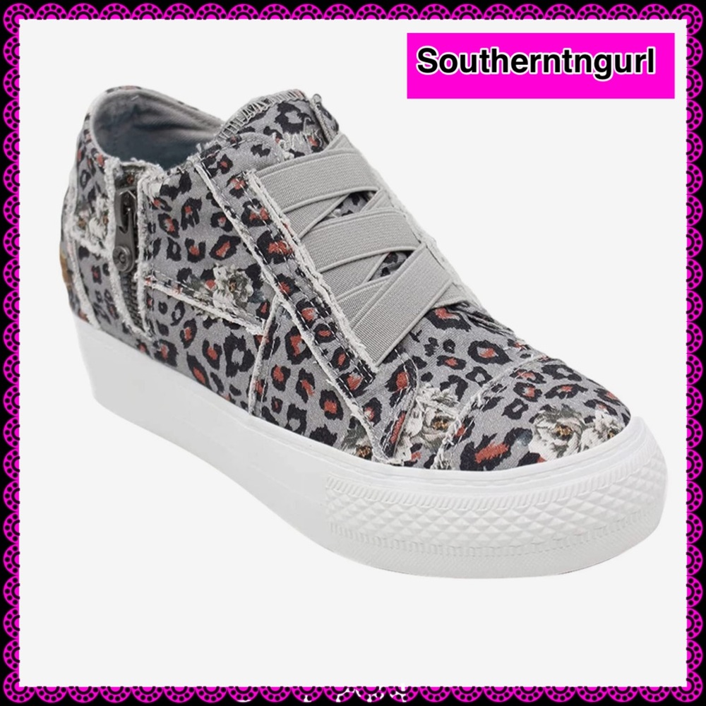 NWT BLOWFISH  “ Mamba “ Grey Bobtail Leopard Canvas Sneakers